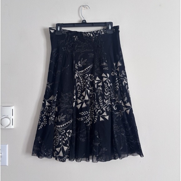 Vintage FUZZI Italy Skirt Womens XL Mesh Layered Black Y2K 90s 2000s